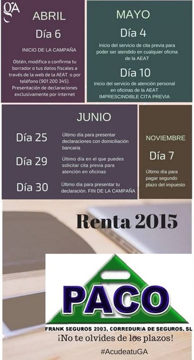Calendario para presentar la renta en 2016